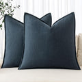 MIULEE Decorative Linen Pillow Covers 20x20 Inch Navy Blue Boho Farmhouse Neutral Couch Throw Pillows for Bed Pack of 2 Accent Coastal Modern Pillowcase Summer Sofa Livingroom Home Decor