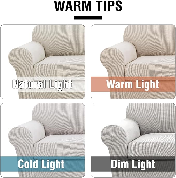 H.VERSAILTEX 4 Piece Stretch Sofa Covers for 3 Cushion Couch Covers for Living Room Furniture Slipcovers (Base Cover Plus 3 Seat Cushion Covers) Upgraded Thicker Jacquard Fabric (Sofa, Island Fossi)