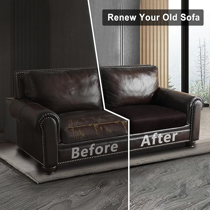 Leather Look Couch Cushion Covers Sofa Seat Slipcovers Sets Couches Furniture Protector for Sectional Armchair Loveseat Pets Kids Stretch Spandex Fabric (2 Cushion Loveseat, Chocolate)