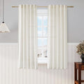 Nanspring Cream Linen Curtains 63 Inch for Bedroom Natural Semi Sheer Light Filtering Boho Curtains Back Tab and Rod Pocket Panels for Living Room 34 x 63 Inch, 2 Panels