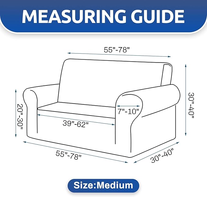 KEKUOU Stretch Loveseat Sofa Cover Slipcover,Couch Covers for 2 Cushion Couch Sofa (55"-78") Furniture Protector Sofa with Elastic Bottom for Kids,Dog. Jacquard Small Checked(Medium,Beige)
