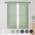 OWENIE Sheer Curtains, Sage Green Sheer Curtains 63 inch Length 2 Panels Set, Rod Pocket Voile Fimly Sheer Drapes for Living Room/Bedroom, 2pcs, Each 42" W x 63" L