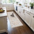 Washable 2x5 Hallway Runner Rug: Vintage Water Resistant Kitchen Entryway Rug Ultra Soft Living Room Bedroom Carpet with Non Slip Backing Indoor Low Pile Floor Mat for Bathroom Dining Room(2X5,Beige)