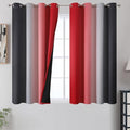 Estelar Textiler Ombre Red and Black Curtains 45 Inch Length 2 Panels, 100% Blackout Curtains for Living Room, Grommet Thermal Insulated Drapes, Full Light Blocking Curtains for Bedroom, 52x45 Inch