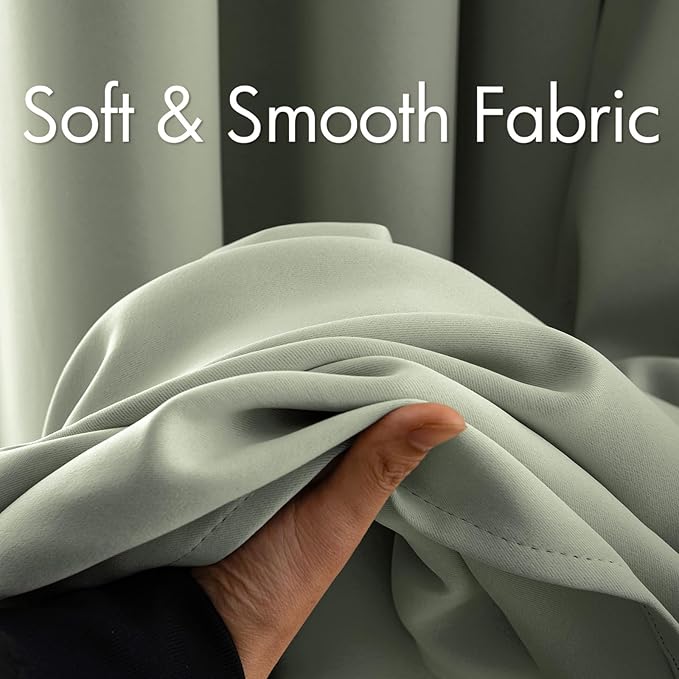 MIULEE Blackout Curtains for Bedroom Living Room Thermal Insulated Room Darkening Grommet Top Solid Light Blocking Drapery Set of 2 Window Panels 52 x 90 Inches Sage Green