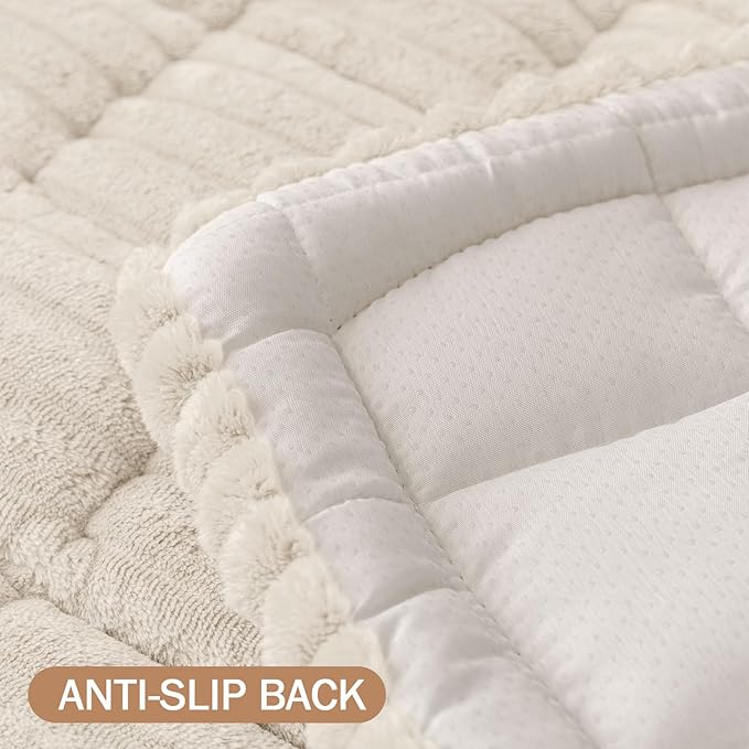 Smiry Couch Cover for Dogs Washable, Non Slip Fuzzy Pet Couch Covers for 3 Cushion Sofa Pet Friendly, Thick Soft Sofa Slipcovers Cushion Protector (White, 27.6" x 27.6")