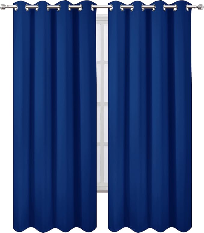 LEMOMO Blackout Curtains 52 x 84 inch/Royal Blue Curtains Set of 2 Panels/Thermal Insulated Room Darkening Bedroom Curtains