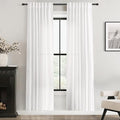 White Linen Curtains 72 inch Long 2 Panel Set for Living Room Back Tab Semi Sheer Light Filtering Bedroom Window Curtain 72 inch Length Cotton Textured Modern Elegant Coastal Drapes 42x72
