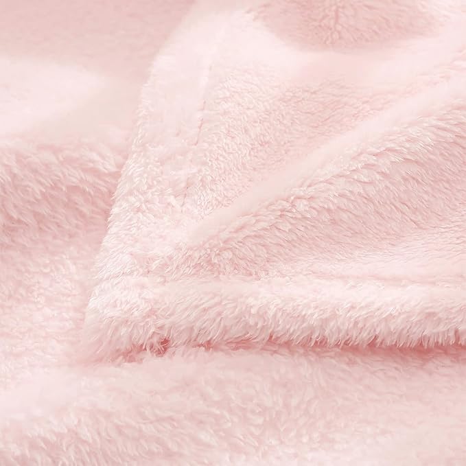 Exclusivo Mezcla Plush Fuzzy Fleece Throw Blanket, Super Soft, Fluffy and Warm Blankets for Couch, Bed, All Season (Light Pink, 40x50 inches)