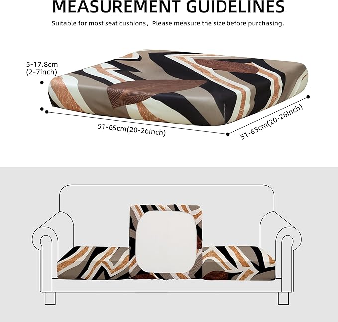 8Pcs Outdoor Cushion Covers, Patio Cushion Covers,Stretch Elastic Slipcovers, Replacement Washable & Reusable Furniture Protector for Patio Couch (Orange Realm-Pattern,Cover Only)