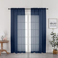 OWENIE Navy Blue Sheer Curtains 72 Inches Long 2 Panels, Transparent Voile Sheer Curtain Double Rod Pocket Gauze Drapes for Living Room Bedroom Window Sliding Glass Door Treatment, 42 x 72 Inch