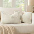 MIULEE Beige Decorative Lumbar Throw Pillow Covers 12x20 Inch for Couch Bed Sofa Pack of 2 Boho Neutral Farmhouse Throw Pillows Soft Cross Corduroy Patchwork Textured Cushion Cases