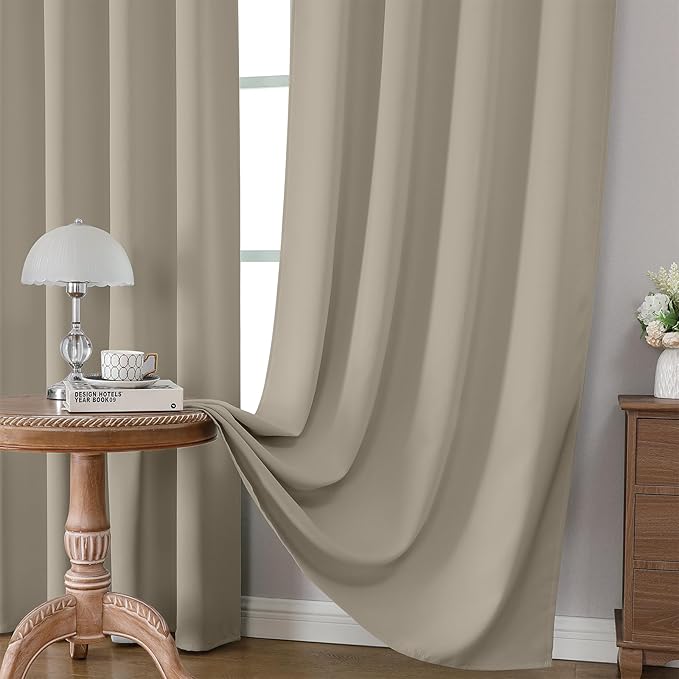 CUCRAF Light Beige Blackout Curtains Customize, Rod Pocket Room Darkening Curtain for Bedroom Living Room, Thermal Insulated Window Drapes 1 Panel (Custom Size, Color)
