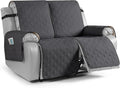VANSOFY Waterproof Recliner Couch Covers, Sofa Covers 1-Piece Washable Reclining Sofa Cover Non-Slip Furniture Protector with Elastic Straps Pocket for Dogs, Pets(Charcoal Gray,2 Seater)