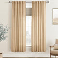 Tan Linen Curtains 72 inches Long for Living Room Back Tab Rustic Farmhouse Semi Sheer Light Filtering Window Curtain Dining Room Soft Thick Flax Linen Textured Drapes Kahki 52x72