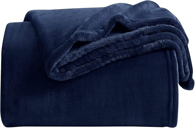 KMUSET Fleece Blanket King Size Navy Lightweight Super Soft Cozy Luxury Microfiber Bed Blanket for All Seasons