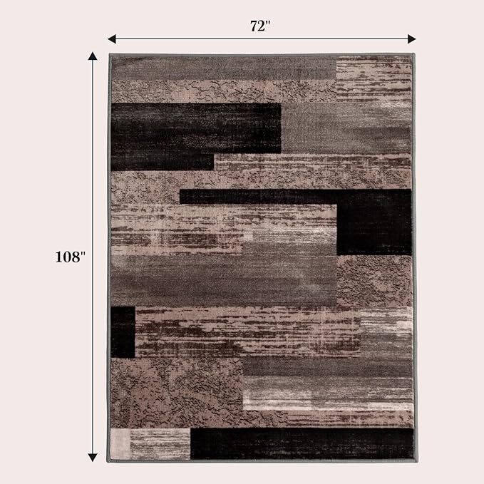 LIANLAM 6x9 Washable Area Rugs for Living Room and Bedroom, Vintage Checkered Pattern Non-Slip Carpet, Stain Resistant Low Pile Soft Rug for Dining Room,Office,Nursery,Kids Room(6x9,Gray)