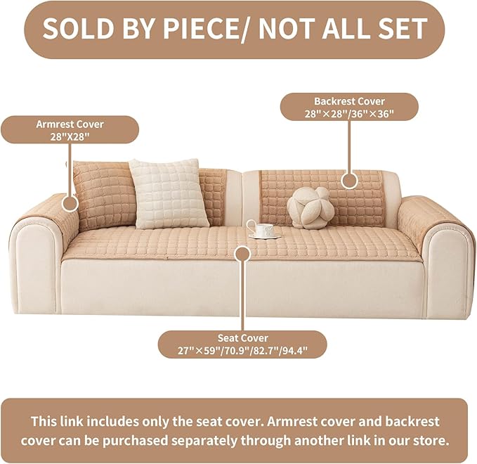 Velvet Couch Covers for Dogs, Dog Sectional Couch Covers, Pet Couchs Cover for Loveseat, Couchs Protector for Dogs, Sectional Sofa Cover for Pet Washable(1PC,Khaki,27.6"×59")