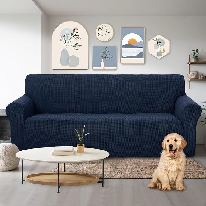 U-NICE HOME Stretch Couch Cover Sofa Cover Washable Sofa Slipcover Furniture Protector for 3 Cushion Couch Sofa Pet Friendly(Sofa, Navy)