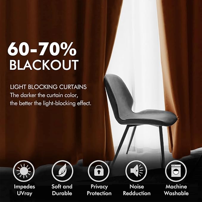 MIULEE Orange Velvet Curtains Fall Thermal Insulated Soundproof Room Darkening Blackout Curtains, Grommet Black Out Window Drapes for Home Theatre/Girls Room/Wedding 52 x 108 Inch Set of 2