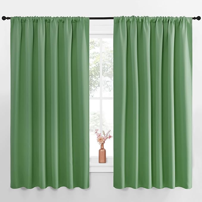 NICETOWN Blackout Curtains for Bedroom, Blackout Curtain Panels, Froest Green, 1 Pair, 70 by 63-inch, Window Treatment Energy Saving Thermal Insulated Solid Rod Pocket Blackout Drapes/Draperies