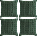 Fancy Homi Set of 4 Dark Green Boho Decorative Throw Pillow Covers 22x22 Inch for Couch Bed Sofa, Aesthetic Modern Bohemian Room Decor, Soft Fuzzy Fluffy Cozy Corduroy Textured Cushion Case 55x55cm