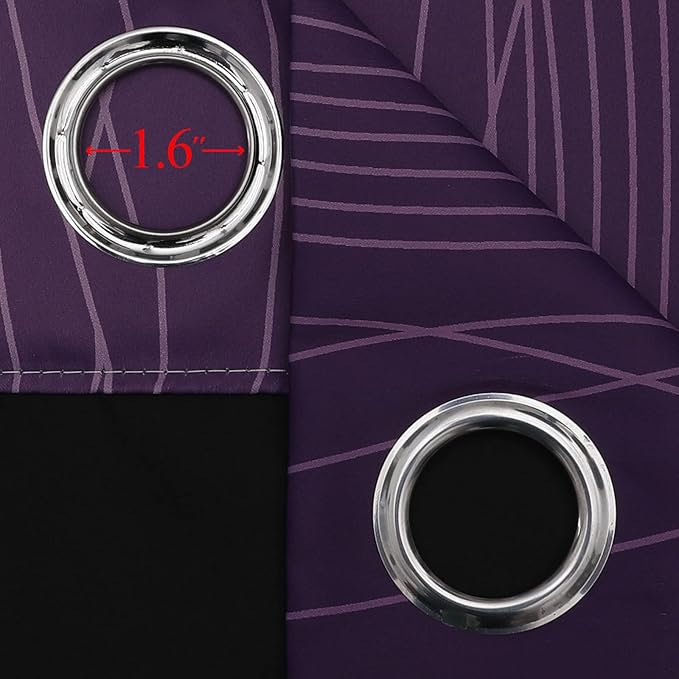 Estelar Textiler Purple and Greyish White Blackout Curtains 63 Inch Length 2 Panels Set, Room Darkening Grommet Ombre Curtains for Bedroom, Thermal Insulated Light Blocking Gradient Drapes,52Wx63L