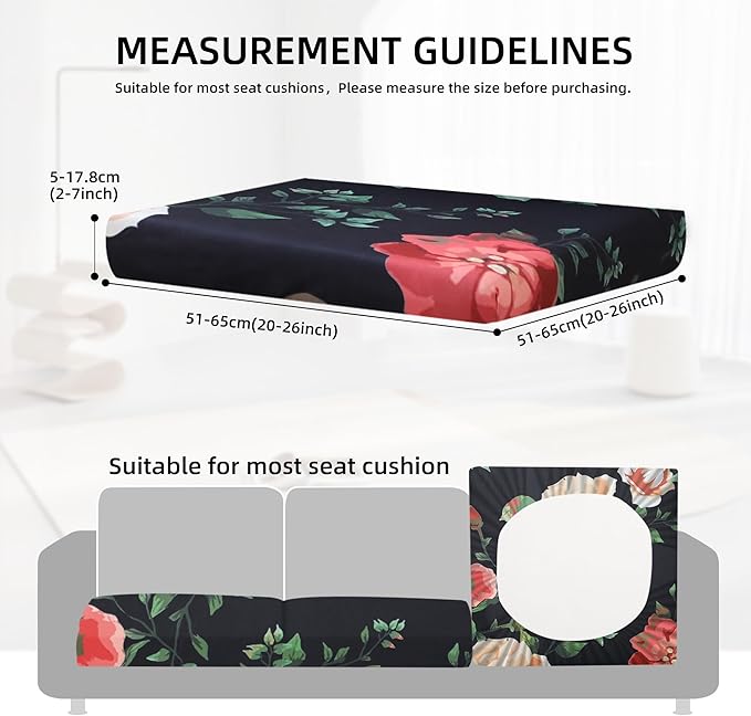 8Pcs Outdoor Cushion Covers, Patio Cushion Covers,Stretch Elastic Slipcovers, Replacement Washable & Reusable Furniture Protector for Patio Couch (Death of Summer-Pattern,Cover Only)