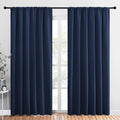 NICETOWN Living Room Curtains, Blackout Draperies, Home Decorations Thermal Insulated Solid Rod Pocket Blackout Drapes for Cafe (Navy, One Pair, 70 x 84-inch)