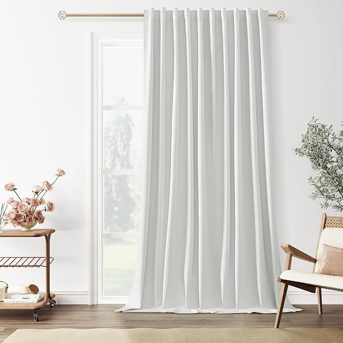 Guken White 100% Blackout Linen Curtains 70 Inch Wide by 108 Inch for Living Room Bedroom Back Tab Thermal Insulated Black Out 1 Drapes Room Darkening Window Curtains,1 Panel