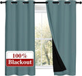 NICETOWN 100% Blackout Curtains 54 inches Long, Double-Deck Completely Blackout Window Treatment Thermal Insulated Lined Drapes for Small Window (Aqua, 1 Pair, 42 inches Width Each Panel)