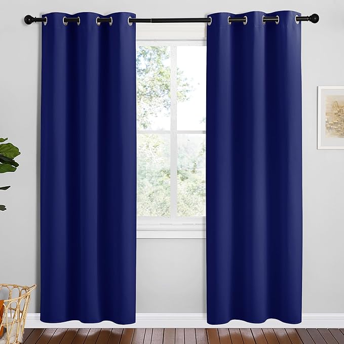 NICETOWN Navy Blue Blackout Curtains 78 inches Length for Bedroom, 2 Panels, 42" Wide, Thermal Insulated Decoration Drapes for Office Window