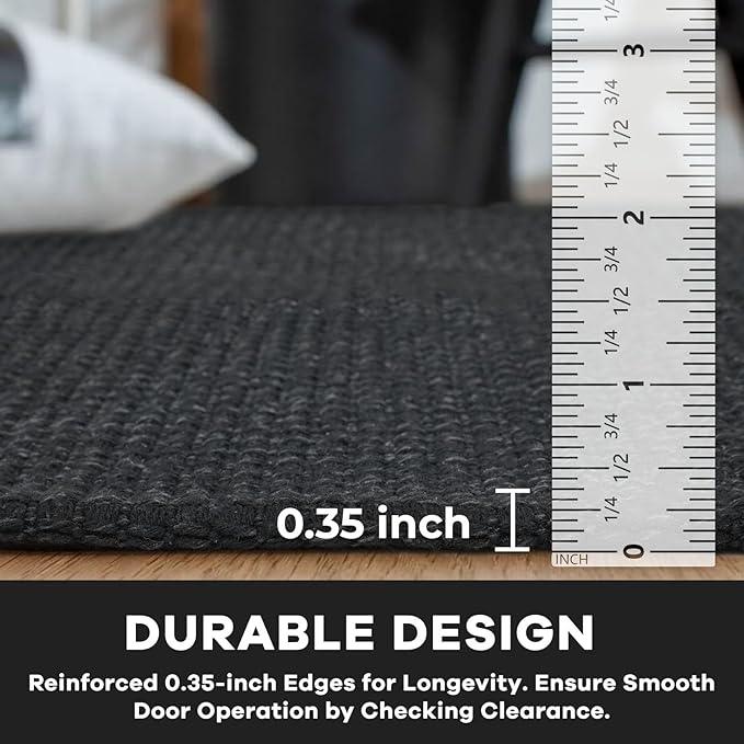 KOZYFLY Extra Long Runners for Hallways 3x16 ft Washable Kitchen Runner Non Slip Rubber Backed Hallway Rug Cotton Entryway Runner Rug Floor Carpet for Indoor Hall, Kitchen, Stair, Black/Dark Grey
