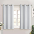 BGment Greyish White Short Room Darkening Curtains for Small Windows, 38 x 45 Inch Thermal Insulated Tier Set of 2 Panels Sun Blocking Drapes for Kitchen Bedroom