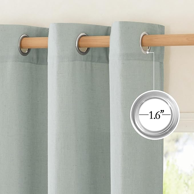 NICETOWN Linen Sage Green Curtains 96 inches Long for Living Room, Grommet Privacy Assured Linen Blend Window Treatments with Light Filtering for Living Room/Bedroom, W55 x L96, 2 Panels
