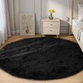Goolela Black Round Area Rug 6ft Fluffy Fuzzy Circle Rug for Bedroom Living Room Faux Sheepskin Fur Plush Shaggy Washable