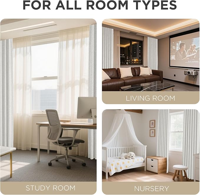 Joydeco Blackout Curtains for Bedroom - 100% Light Blocking 2 Panels Set White Drapes 66" W x 96" L, Thermal Insulated Room Darkening Curtains, Linen Textured for Living Room, Rod Pocket & Back Tabs