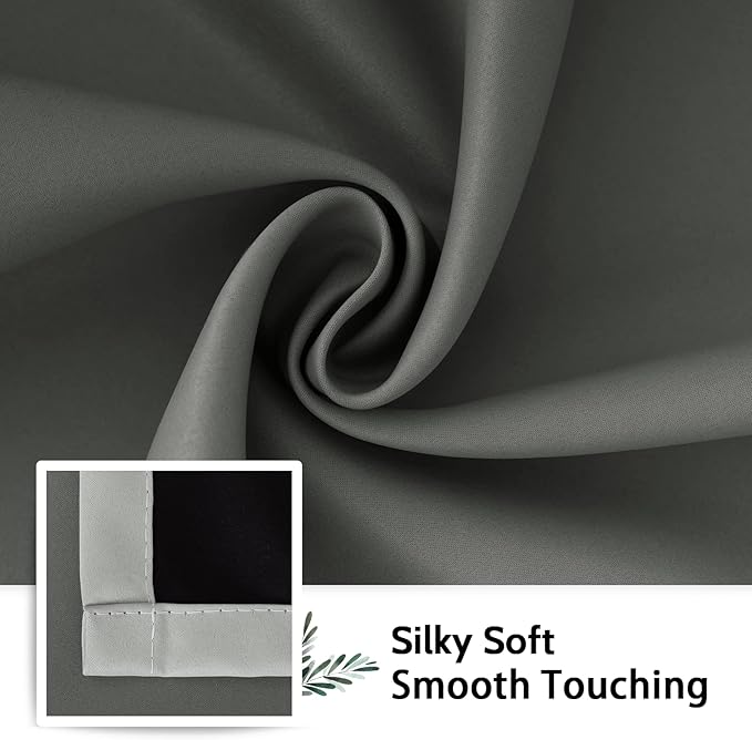 SimpleHome Grey and Greyish White Blackout Curtains for Bedroom 72 Inches Long, Room Darkening Grommet Curtains for Living Room,Thermal Insulated Ombre Drapes,2 Panels, 52x72 inches Length