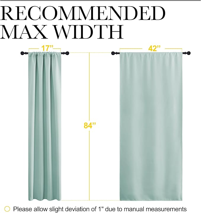 NICETOWN Blackout Curtains for Living Curtains, Aqua Blue, 2 Panels, 42 by 84, Room Darkening Window Curtain Panels, Easy-Care Solid Thermal Insulated Draperies/Drapes for Daughter Room