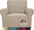 ZNSAYOTX 1 Piece Jacquard Chair Slipcovers for Living Room High Stretch Chair Covers with Arms Anti Slip Pets Friendly Couch Sofa Armchair Cover Furniture Protector (Chair, Khaki)