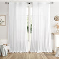 Nanspring Extra Wide Linen Curtains for Living Room 108 Inch Length for Room Divider White Rustic Farmhouse Drape Rod Pocket Back Tab Light Filtering Bedroom Window Curtain for Sliding Door 100x108