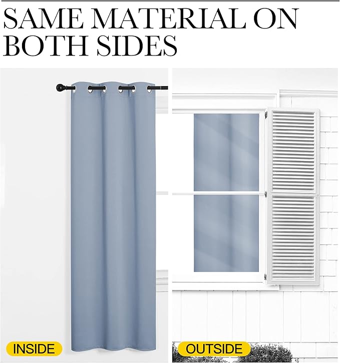 NICETOWN Vintage Blue Blackout Curtains 68 inches Length for Living Room, 2 Panels, 55" Wide, Thermal Insulated Decoration Drapes for Bedroom Window