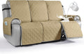 VANSOFY Waterproof Recliner Couch Covers, Sofa Covers 1-Piece Washable Reclining Sofa Cover Non-Slip Furniture Protector with Elastic Straps Pocket for Dogs, Pets(Sand,3 Seater)