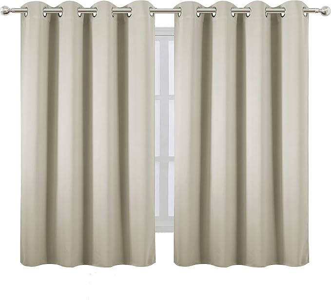 LEMOMO Light Beige Thermal Blackout Curtains/52 x 54 Inch/Set of 2 Panels Room Darkening Curtains for Bedroom