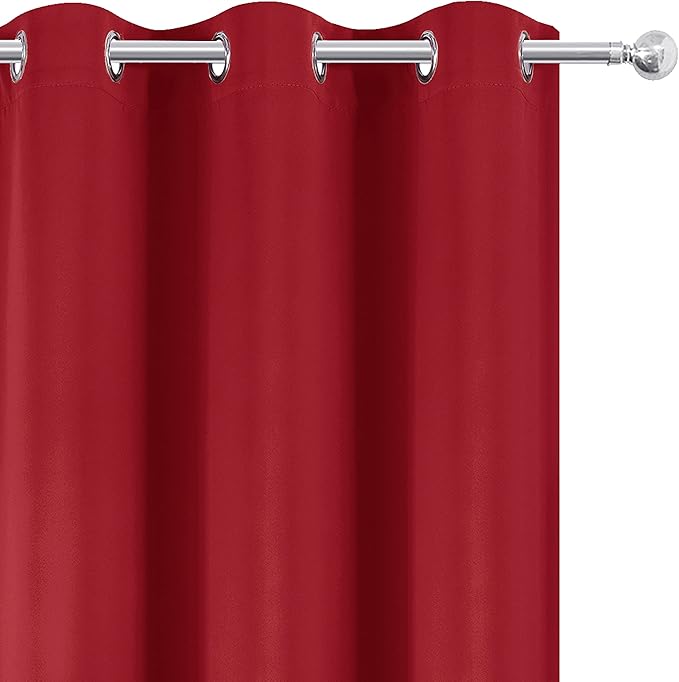 LEMOMO Bright Red Blackout Curtains 52 x 54 Inch Length/Set of 2 Curtain Panels/Thermal Insulated Room Darkening Blackout Curtains for Bedroom