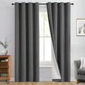 Yakamok 100% Blackout Curtain Panels 84 inches Cold and Light Blocking Drapes for Nursery, 2 Thick Layers Thermal Insulated Draperies (2 Pieces, 50 Wide Each Panel, Charcoal Grey/White Backing)