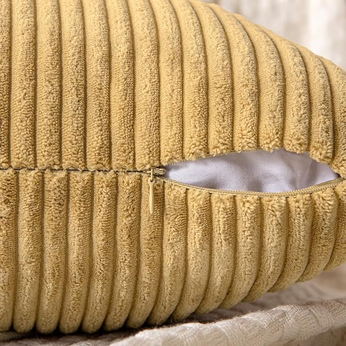 MIULEE Khaki Decorative Euro Sham Pillow Covers 24x24 Inch for Bed Couch Sofa Pack of 2 Boho Farmhouse Throw Pillows Soft Cross Corduroy Patchwork Textured Cushion Cases