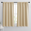 RYB HOME Short Curtains for Bedroom, Room Darkening Insulated Summer Heat Light UV Blocking Energy Saving Drapes for Nursery, Width 42 by Length 48, Biscotti Beige, Set of 2