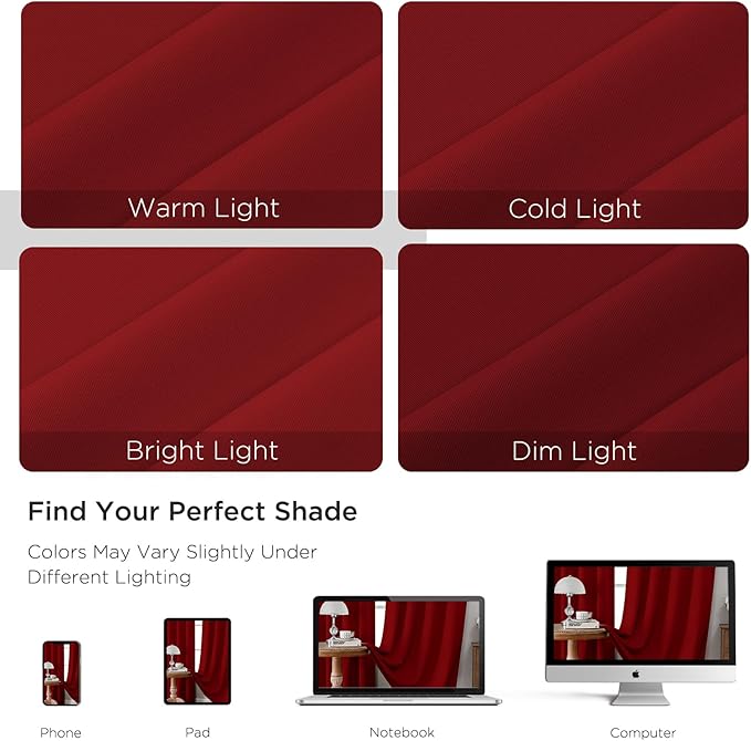 CUCRAF Red Blackout Curtains Customize, Rod Pocket Room Darkening Curtain for Bedroom Living Room, Thermal Insulated Window Drapes 1 Panel (Custom Size, Color)