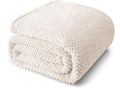 Whale Flotilla King Size Fuzzy Fleece Blanket for Bed, 90x104 Inch Fluffy Warm Soft Jacquard Blankets for All Season, Lightweight and Cozy, Ivory